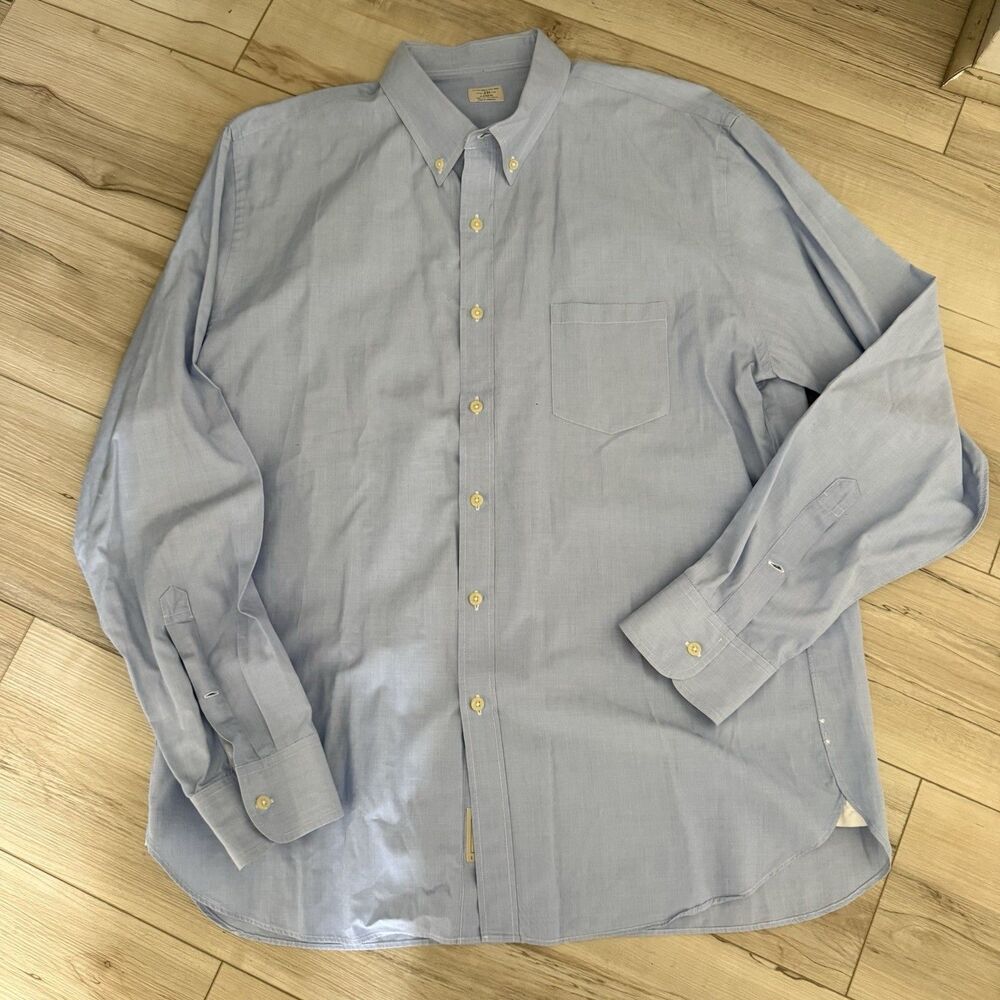J.Crew Woven 2ply Cotton Oxford Blue Long Sleeve Button Down Shirt Top Sz XL